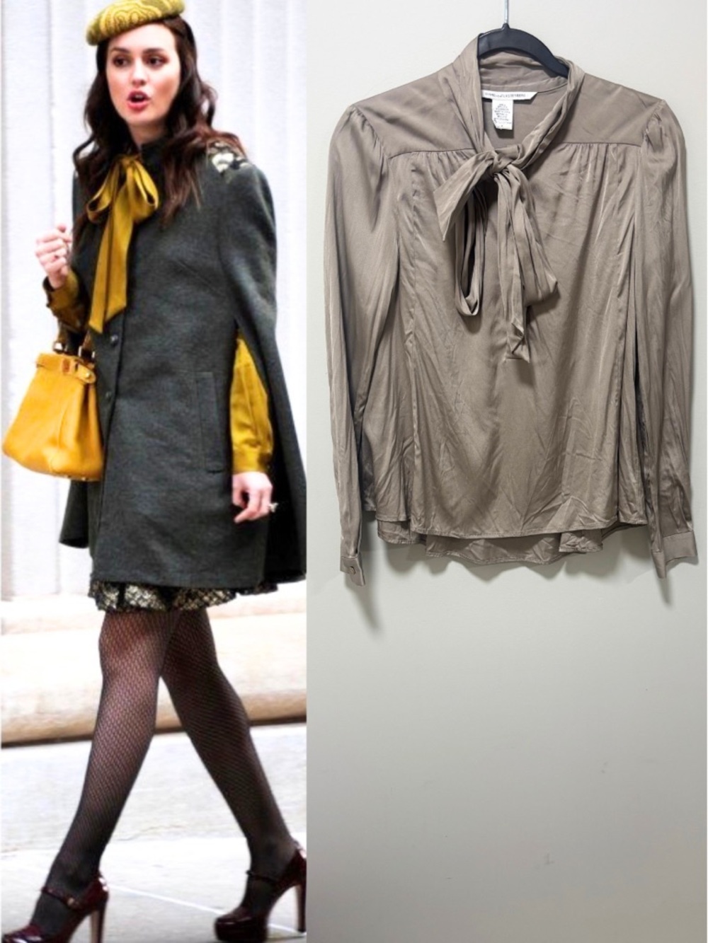 Diane Von Furstenberg Front Bow-Tie Blouse ASO Blair Waldorf Gossip Girl Size 4